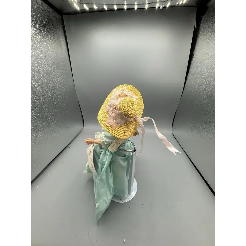 Vintage Madame Alexander “Gigi” Doll Aqua Lace Dress Yellow Hat Tagged